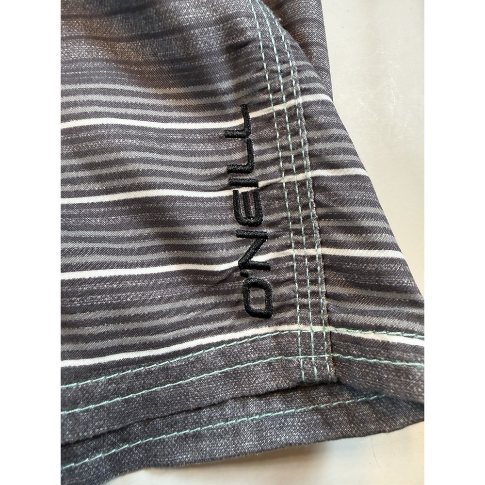 O Neill Mens Board Shorts 40 Grey/BLK/Blue Striped Drawstring Cargo Pocket - Picture 5 of 6